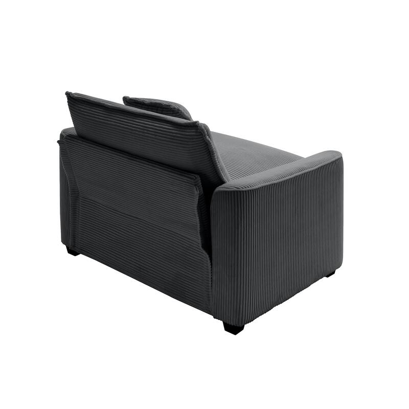 Corduroy Upholstered Single Sofa with 1 Pillow, Comfy Deep Seat Lounge Club Chair, Ergonomic Lounge Reading Chair