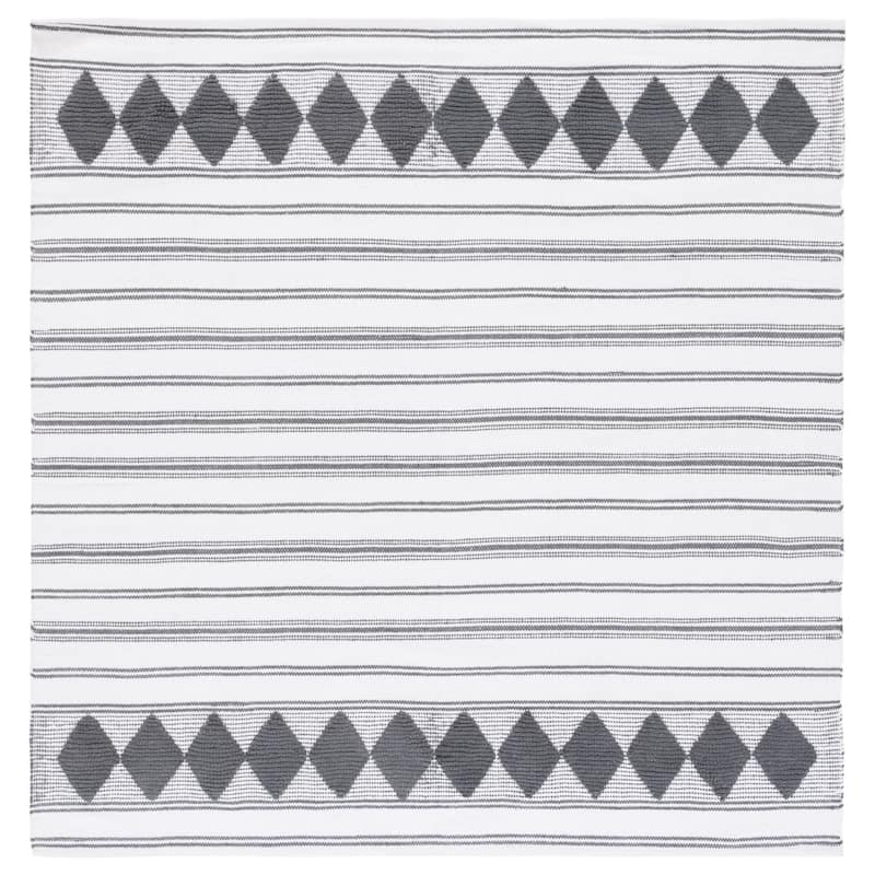 SAFAVIEH Handmade Flatweave Montauk Sietske Boho Stripe Cotton Rug - 6' Square - Dark Grey/Ivory