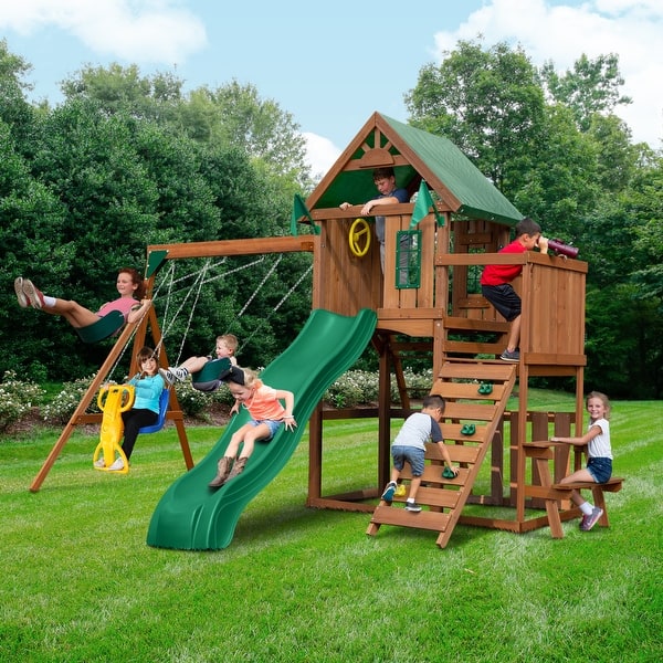 slide 2 of 8, Swing-N-Slide Knightsbridge Wood Outdoor Swing Set