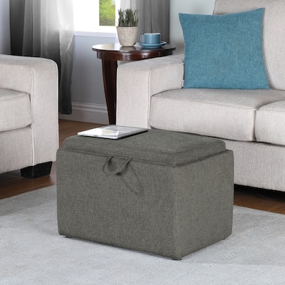 Storage Ottoman with Reversible Tray - Space-Saving Seating and Storage with Reversible Top for Bedroom, Office, or Living Room