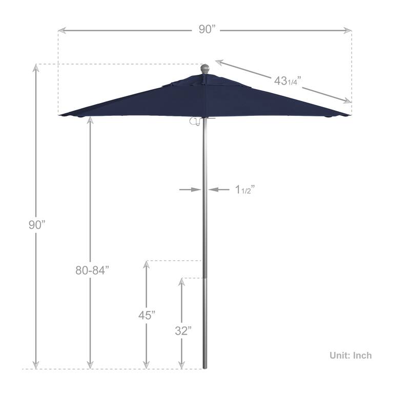 California Umbrella 7.5' Rd. Aluminum Frame, Fiberglass Rib Market Umbrella, Push Open,Anodized Silver Finish, Olefin Fabric