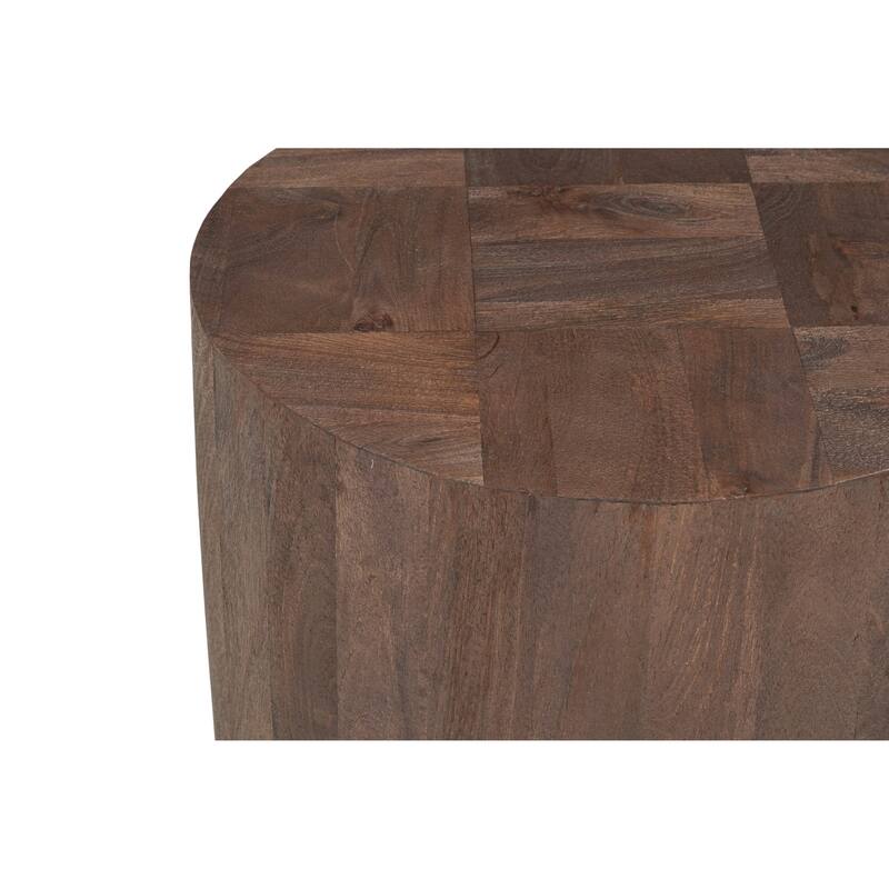 Caden Solid Mango Wood 2-Piece Round Coffee Table Set