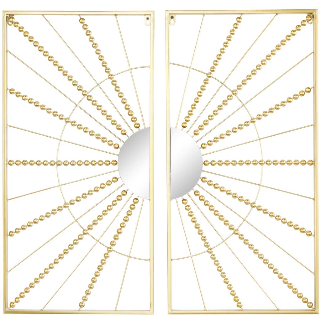 Metal Geometric Half Moon Mirror Home Wall Decor with Gold Frame - Set of 2 Gold - CosmoLiving by Cosmopolitan