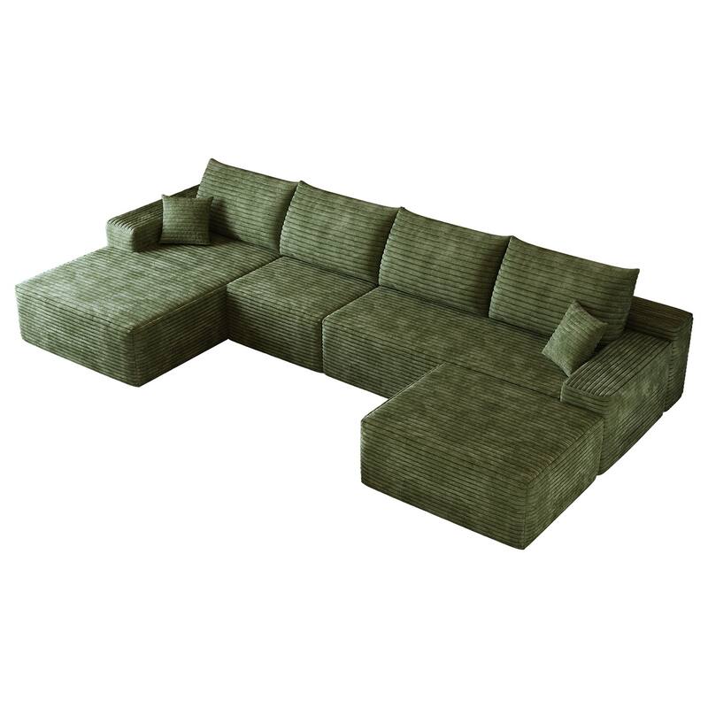 135-in Casual Green 4 -seater Left Reclining Sectional - 8' x 10'