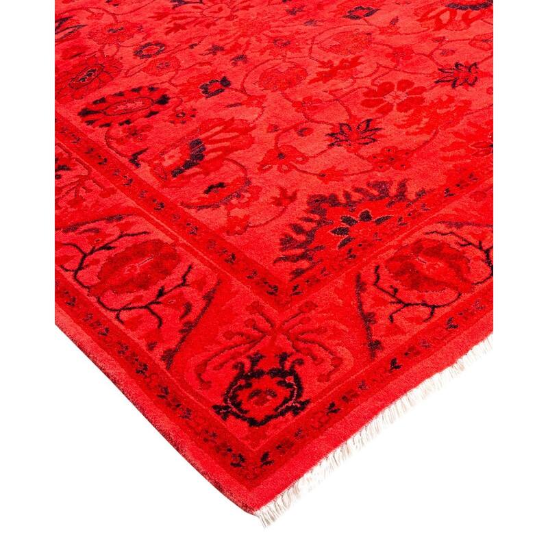 Overton Hand Knotted Wool Vintage Inspired Modern Contemporary Overdyed Pink Area Rug - 3' 4" x 5' 6"