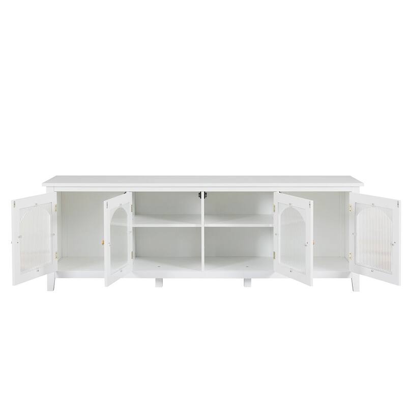 71" Modern TV Stand with Glass Door and Metal Handle