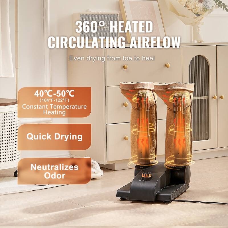 Detachable 4 Tubes Shoe Dryer, Portable Boot Dryer with Timer, Boot Warmers/Dryer with Heat Blower for Snow Boots