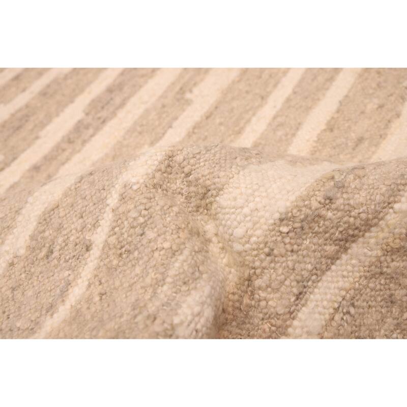 ECARPETGALLERY Flat-Weave Marrakech Taupe Wool Kilim - 5'2 x 7'11