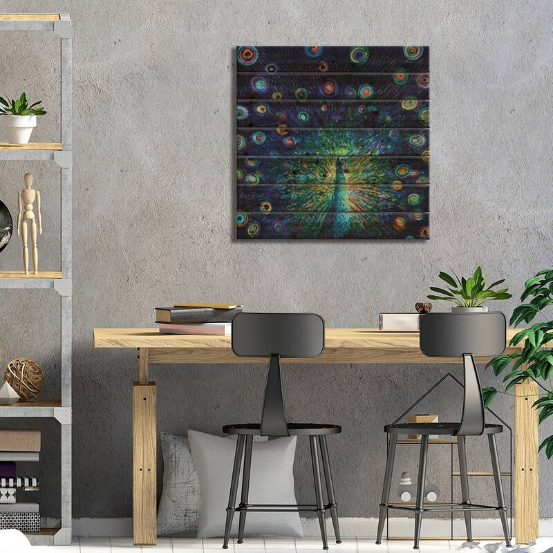 Plumas de Lunas Print On Wood by Iris Scott - Multi-Color