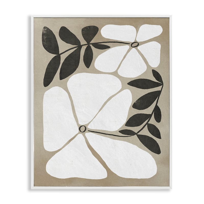 Stupell Oblong Boho Flowers Framed Giclee Art Design By Victoria Barnes - 11 x 14 - White