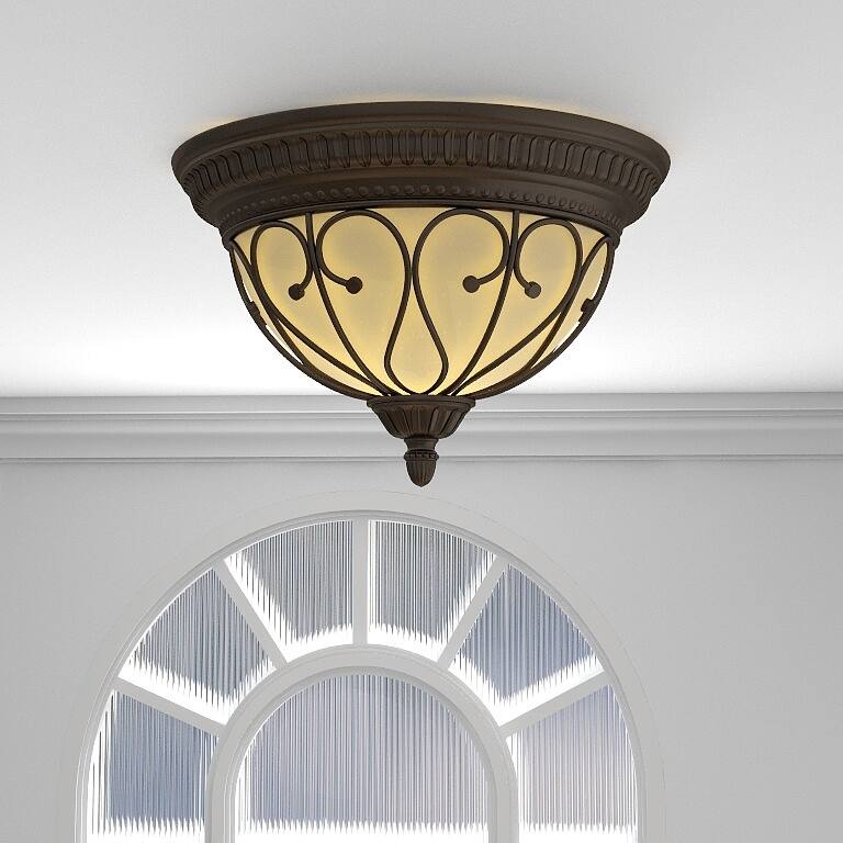 2 Light Flush Mount Oil-Rubbed Bronze Light - 15.29" x 9.33"