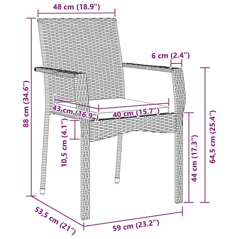 vidaXL Garden Dining Set with Cushion Poly Rattan