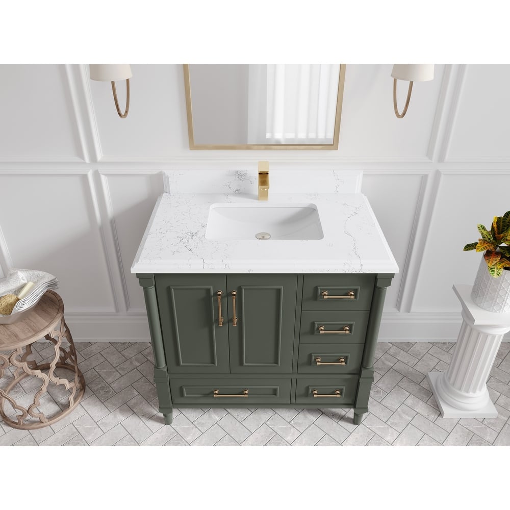 Willow Collections 36 in. W x 22 in. D Aberdeen Center Sink Left Bathroom Vanity with Countertop