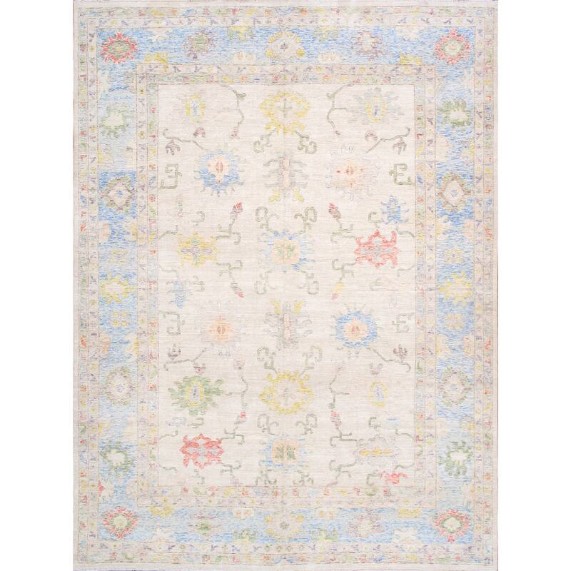 Pasargad Home Oushak Hand-Knotted Ivory Wool Area Rug - 10' 3" X 13' 0" - 10' 3" X 13' 0" - Ivory