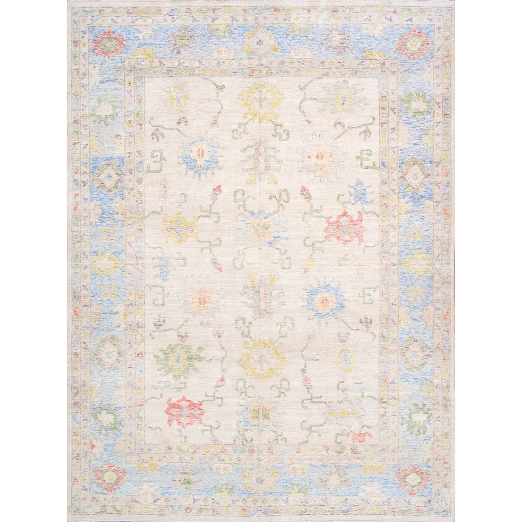 Pasargad Home Oushak Hand-Knotted Ivory Wool Area Rug - 10' 3" X 13' 0"