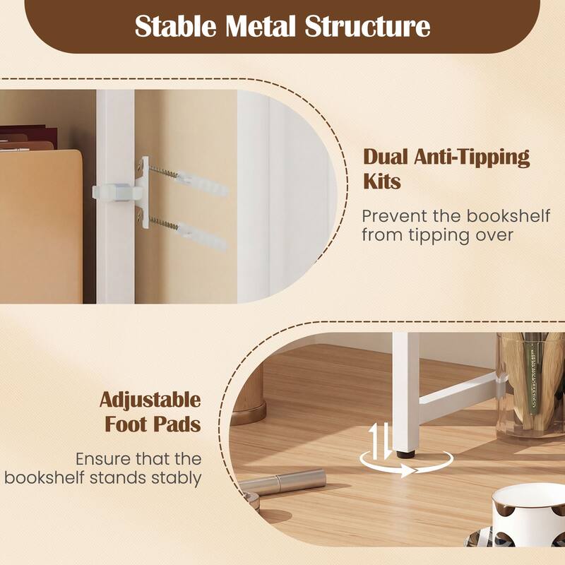 Gymax 2-Tier Countertop Desktop Bookshelf w/ Metal Pegboard 2