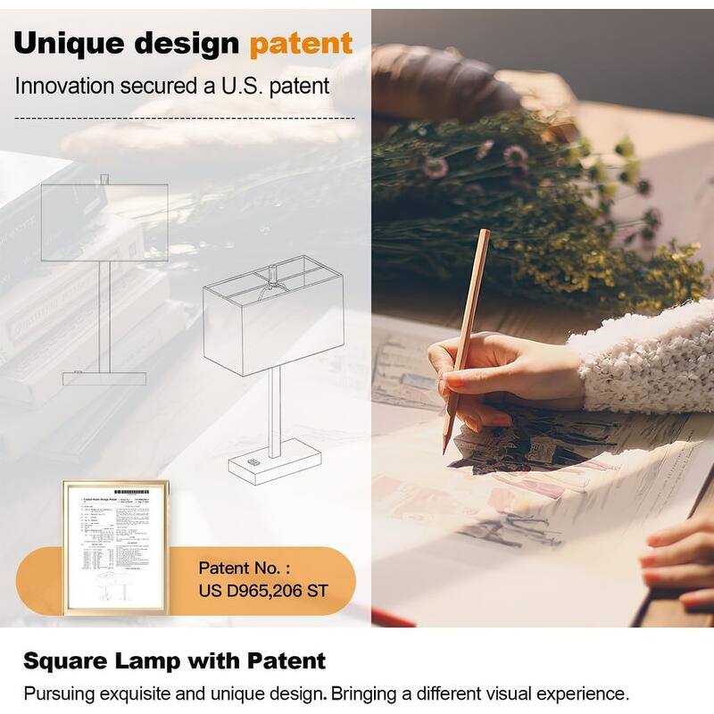 21" Set of 2 Touch Control Table Lamps with 2 USB & AC Outlets - 4.4"D x 7.8"W x 21"H