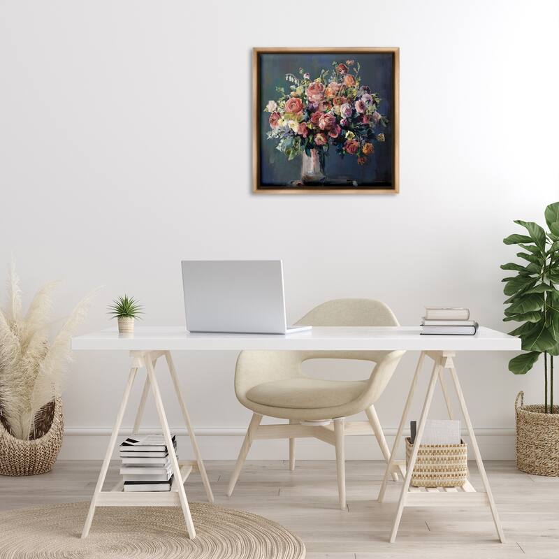 Stupell Abundant Dark Bouquet Framed Floater Canvas Wall Art Design By Marilyn Hageman