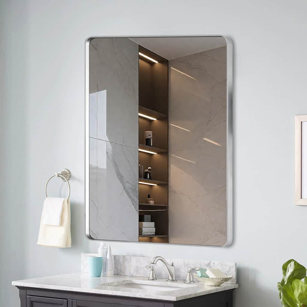 22x30 Inch Brushed Nickel Aluminium Frame Bathroom Mirror