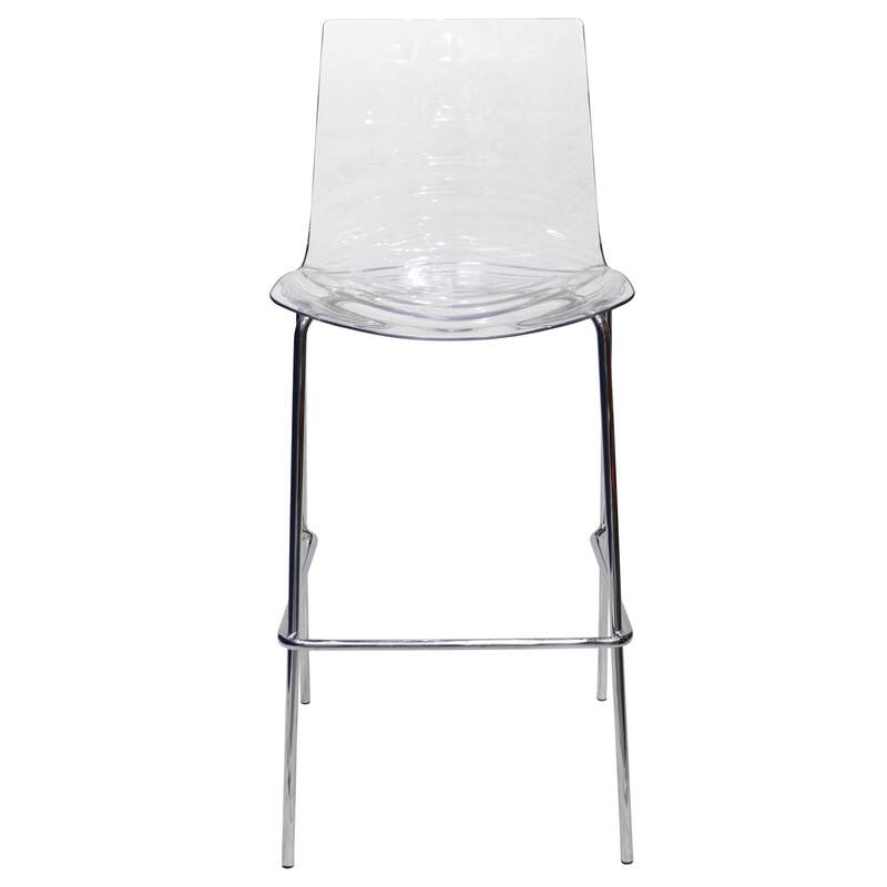 Astor Modern Plastic Bar Stool Chrome Steel Base Counter Stool with Ripple Swirl Seat Design and Footrest