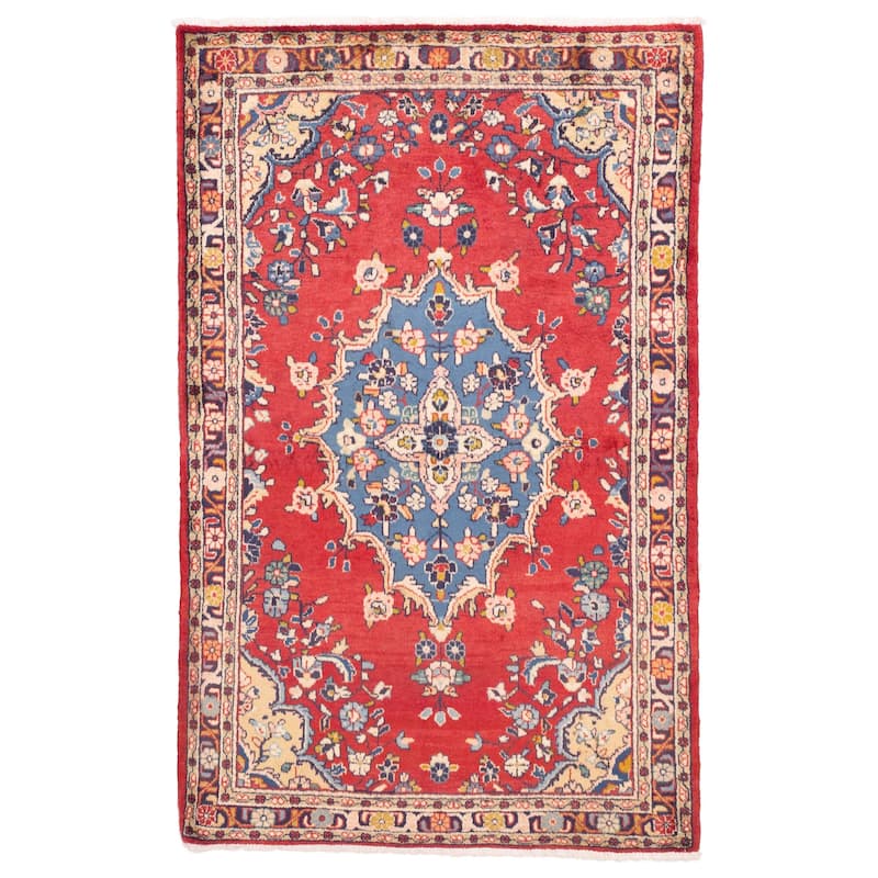 ECARPETGALLERY Hand-knotted Andelz Red Wool Rug - 4'6 x 7'1