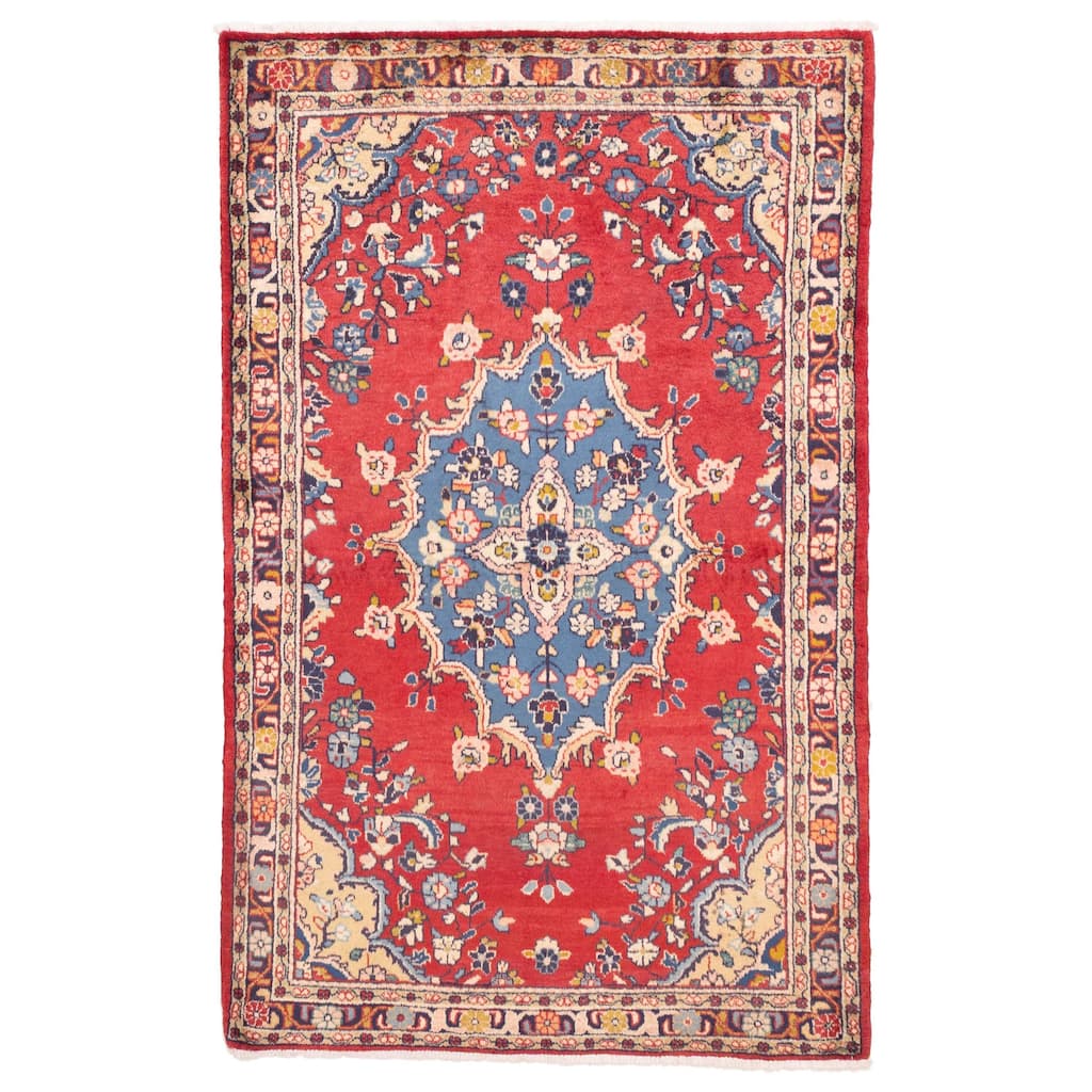 ECARPETGALLERY Hand-knotted Andelz Red Wool Rug - 4'6 x 7'1