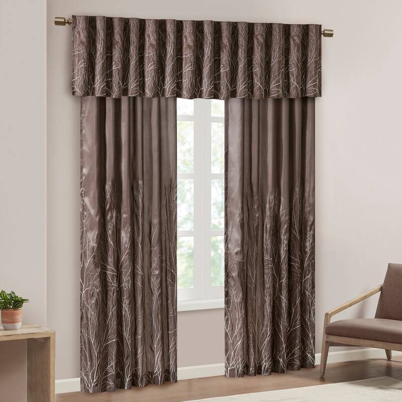 Madison Park Eliza Faux Silk Embroidered Window Valance - 50 x 18"