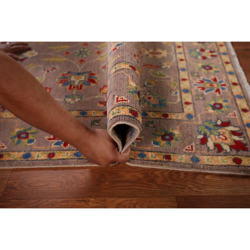Brown Floral Oushak Oriental Accent Rug Hand-Knotted Wool Carpet - 3'4" x 5'2"