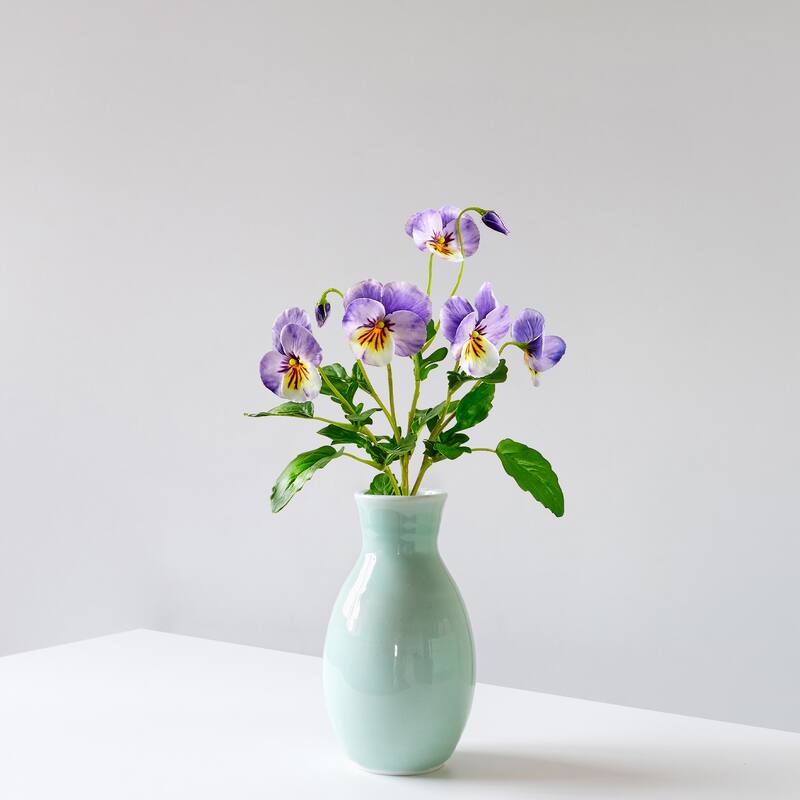 Two-Tone Pansy Artificial Floral Spray - 15" - Amethyst Purple