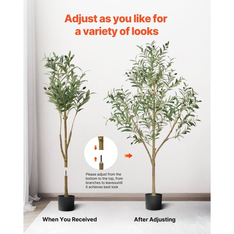 5 ft Artificial Olive Tree with 42 Fruits and 720 Lifelike Leaves Flexible Branches for Home - 28.74 x 28.74 x 60.63 in