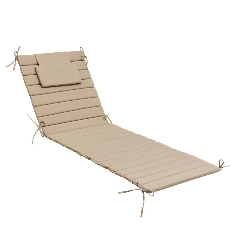 Pellebant Outdoor Chaise Lounge Cushions Patio Lounger Pad with Straps - 1PC-79.9'' - Beige