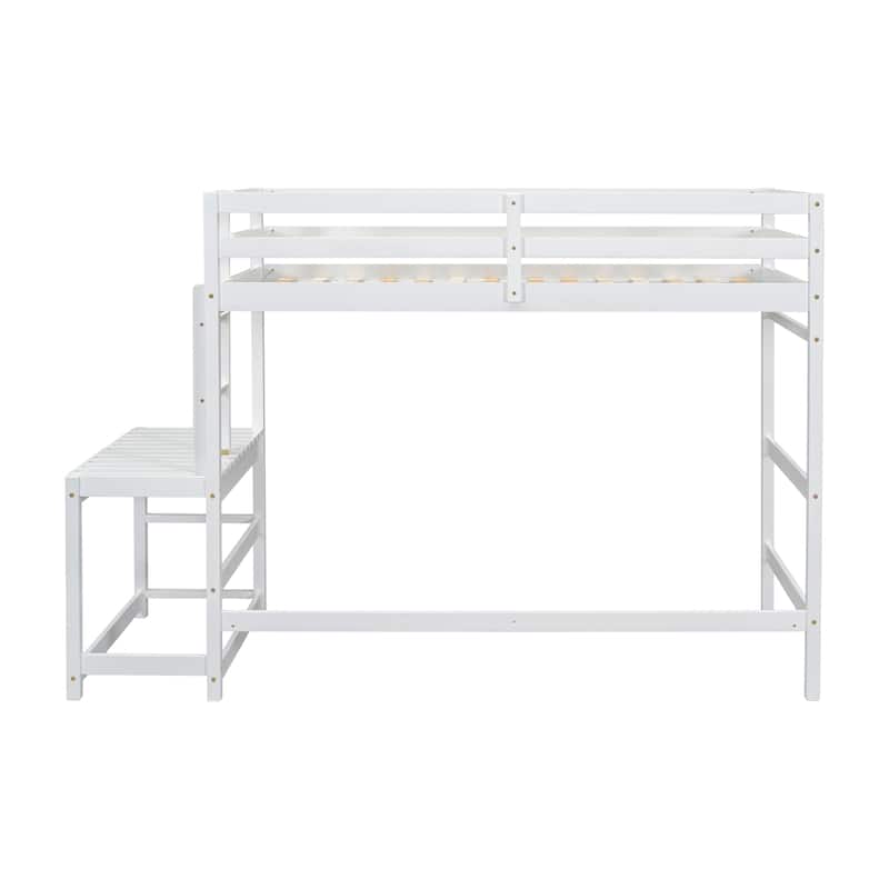 Twin Size Pine Wood High Loft Bed with Ladder