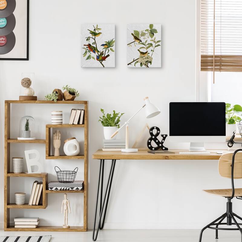 Audubon Yellow Breasted Warbler & Audubon Painted Finch Texture by Design Lab Canvas Art Prints