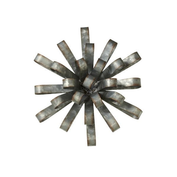 Set of 2 Gray and Galvanized Finished Dimensional Flower Wall Decor 11” - N/A