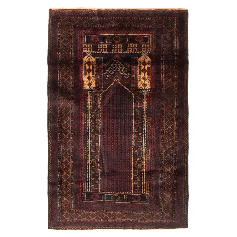 Teimani Burgundy Rug 3'0" x 4'8" - 3'0 x 4'8 - Burgundy - 3'0 x 4'8