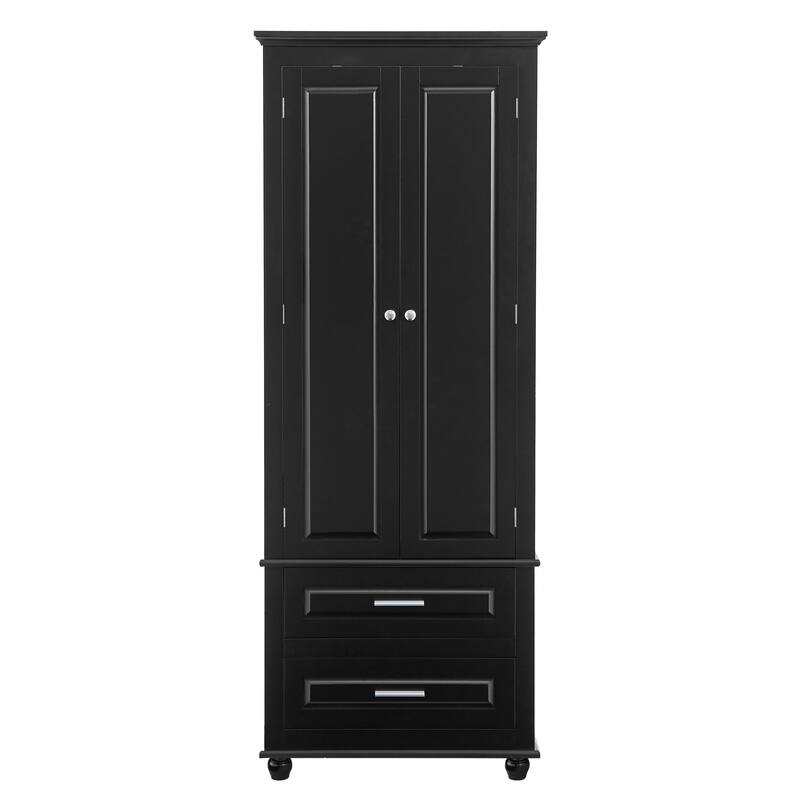 GDFStudio - Ashton Tall Storage Cabinet with Drawers, Adjustable Shelves