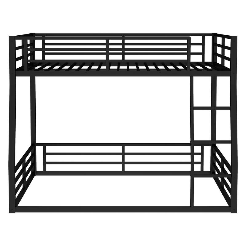 Heavy Duty Metal Bunk Bed, Low Floor Bunk Bed Frame with Full Length Guardrail, Noise Free Design