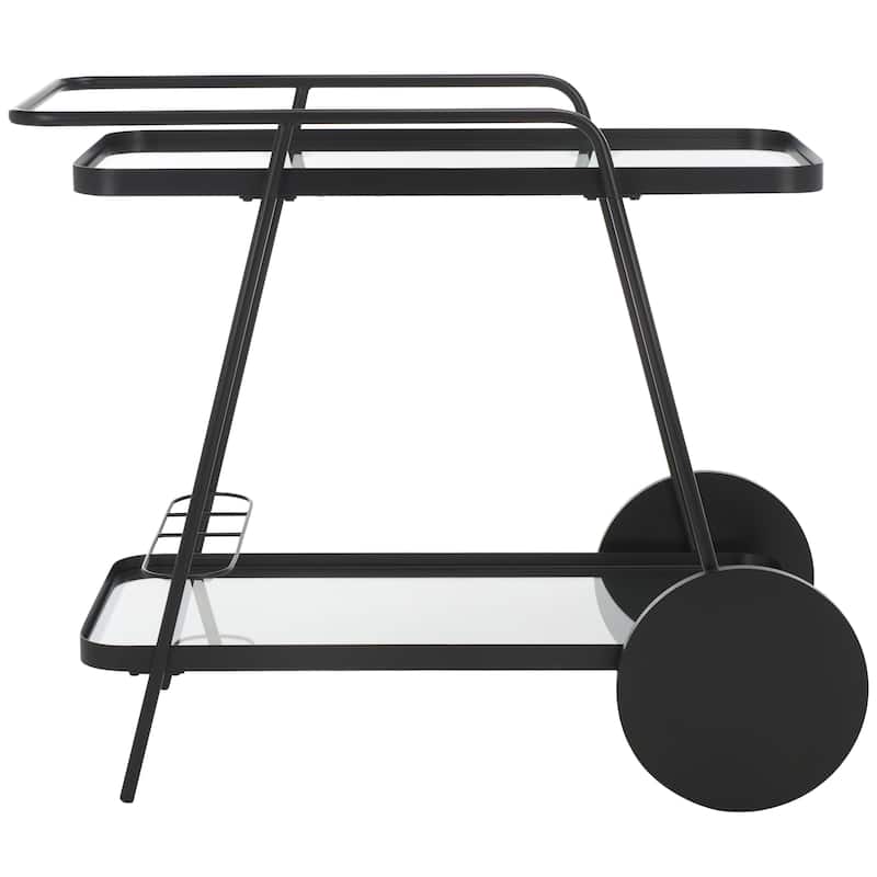 SAFAVIEH Home Zunia Glass Bar Cart with Wheels - 36Wx19Dx30H