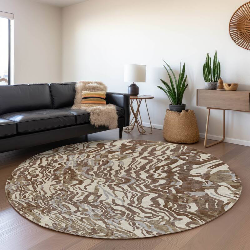 Premium Washable Super Soft Modern Contemporary Mayfield Rug - Brown - 8' x 8'