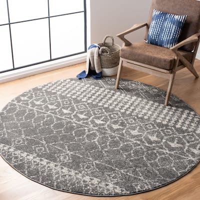 SAFAVIEH Tulum Ethelyn Rustic Moroccan Boho Tribal Rug - 6'7" Round