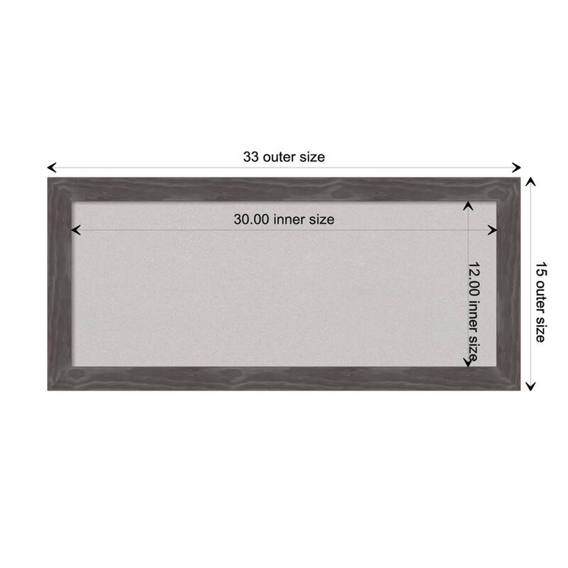 Woodridge Rustic Grey Wood Framed Grey Corkboard Bulletin Board - Board Size 30x12
