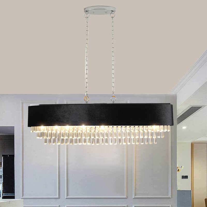 Oval Decorative Light Fixture, Luxurious Ceiling Light Hanging Pendant Light Fixture, Dining Room Chandelier Lighting - Transparent