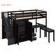 preview thumbnail 27 of 110, Twin/Full Size Loft Bed with Storage Staircase, Wardrobe and Desk, Solid Wood Loft Bedframe with 2 Storage Drawers and Shelves