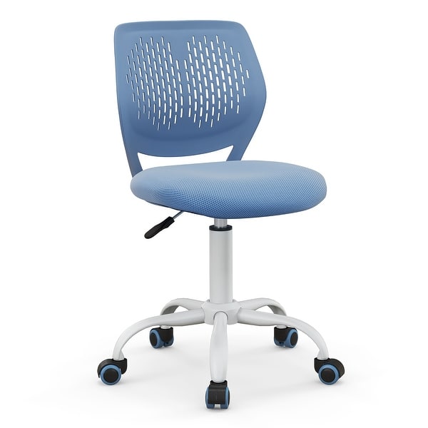 slide 2 of 12, Gymax Kids Desk Chair Ergonomic Swivel Children Mesh Study Height Blue