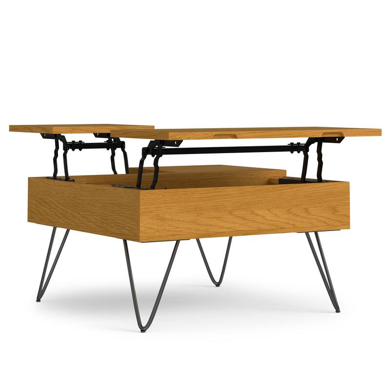 WYNDENHALL Moreno 32 inch Wide Square Industrial Lift Top Coffee Table - 32.1 x 32.1 x 18.1