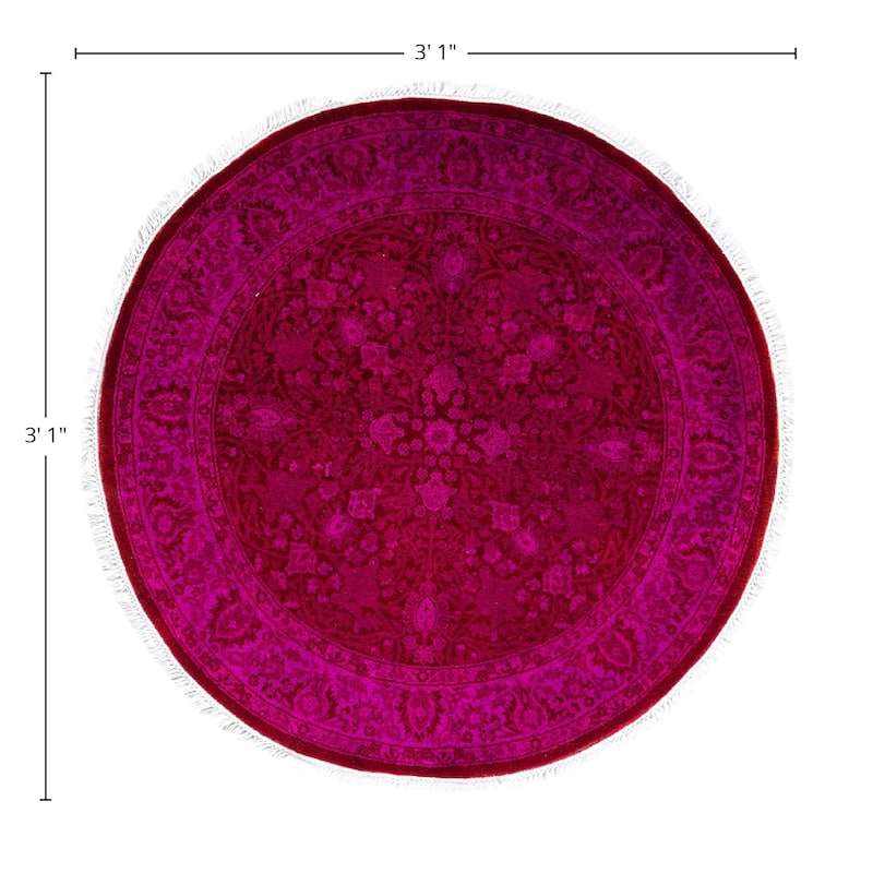 Fine Vibrance One-of-a-Kind Hand-Knotted Area Rug - Pink, 3' 1" x 3' 1" - 3' 1" x 3' 1"
