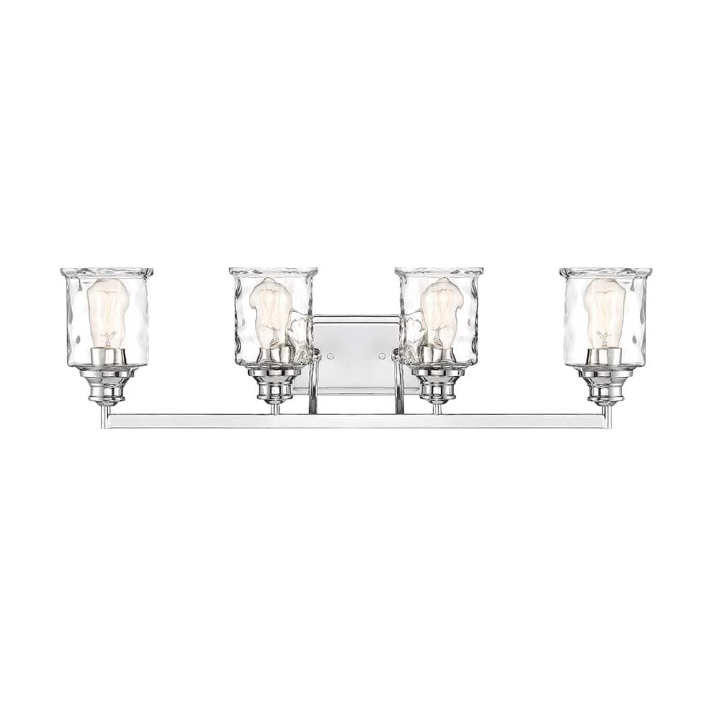 Drake 4 Light Polished Nickel Bath Bar with Water Glass Shades