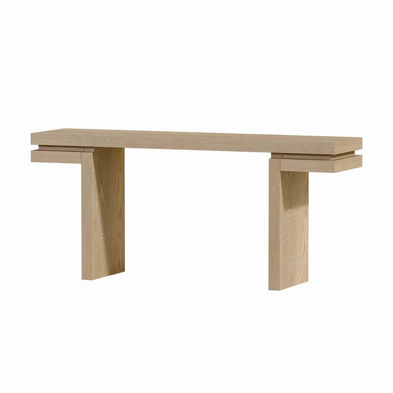 Extra Wide Real Wood Veneered Console Table for Minimalist Living Room Entryway or Hallway Decor