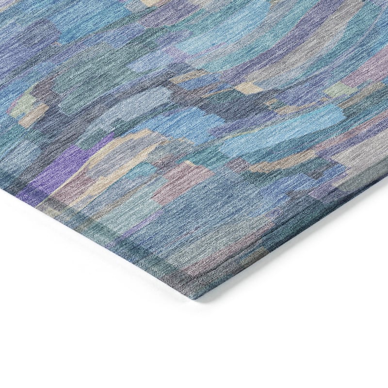 Machine Washable Indoor/ Outdoor Abstract Rock Chantille Rug