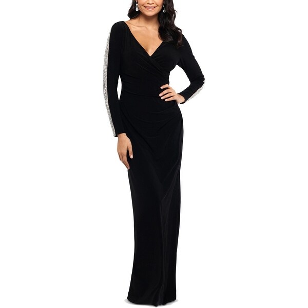 black embellished evening dress